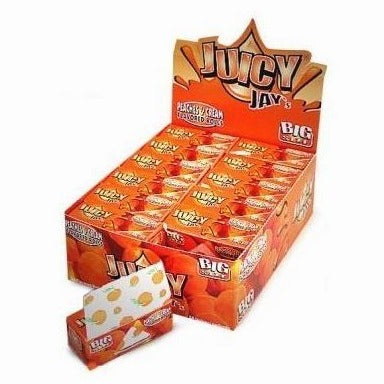 Juicy Jays Peaches & Cream Rolls - Flavoured Cigarette Rolling Paper Big Size - Pack Of 24 - 32 Leaves Per pack Vape wholesale supplies