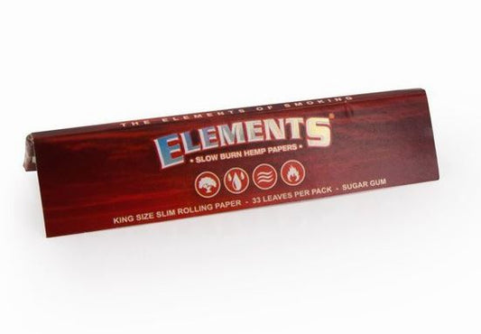 Elements Slow Burn Hemp Cigarette Papers - Kings Size Slim - 33 Leaves Per Pack - Box Of 50 - Vape wholesale supplies 