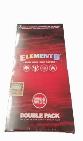 Elements Slow Burn Hemp Papers - Single Wide - Double Pack - Pack Of 25 - 100 Leaves Per Pack - Sugar Gum Vape wholesale supplies