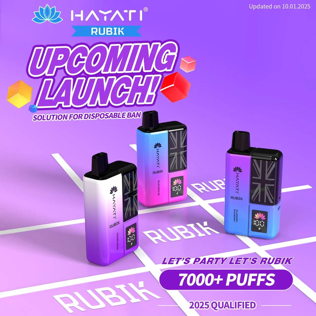 Hayati Rubik 7000 Disposable Vape Box of 5 - Vape wholesale supplies 