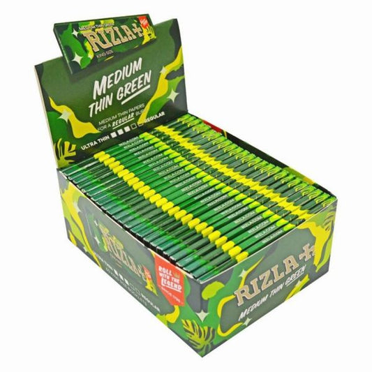 Rizla Cigarette Medium Thin Rolling Paper - Green - King Size - 50 Booklets Vape wholesale supplies