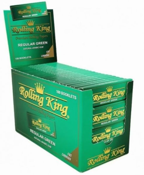 Rolling King Premium Rolling Papers - Cut Corners - Regular Green - Pack of 100 Vape wholesale supplies