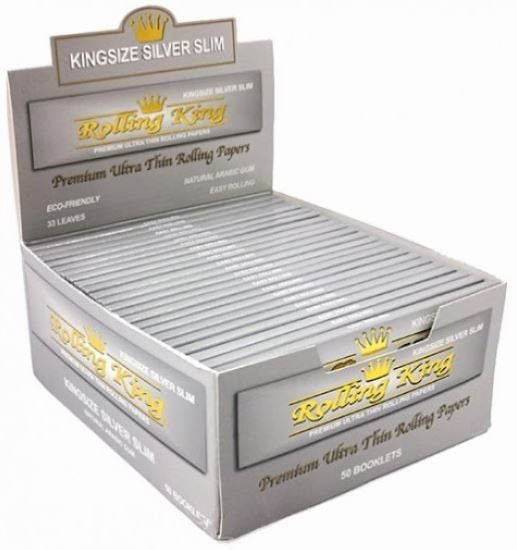 Rolling King Premium Ultra Thin Rolling Papers - King Size Silver Slim - Pack of 50 Vape wholesale supplies