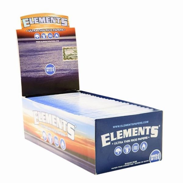 Elements Ultra Thin Rice Cigarette Papers - Single Wide - Box Of 50 - Vape wholesale supplies 