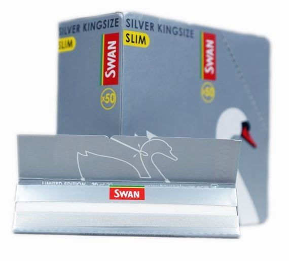 Swan Silver Kingsize Slim Cigarette Rolling Papers - Box Of 50 Booklets www