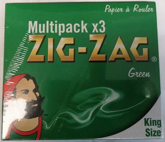 Zig Zag Finest Quality Rolling Papers - King Size - Green - Multipack X 3 - Pack of 12 Vape wholesale supplies